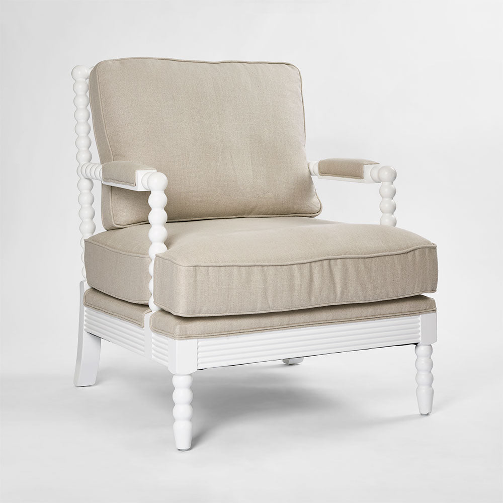 Elizabeth Bobbin Hamptons Armchair White