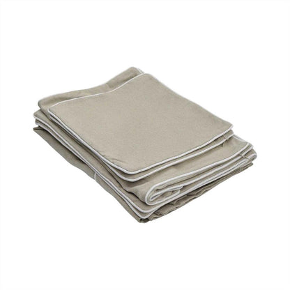 Slip Cover Only - Noosa Hamptons Ottoman Natural W/White Piping