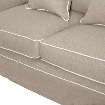 Slip Cover Only - Noosa Hamptons 2 Seat Sofa Natural W/White Piping