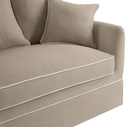 Slip Cover Only - Noosa Hamptons 3 Seat Sofa Natural W/White Piping