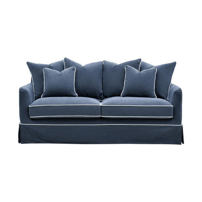 Slip Cover Only - Noosa Hamptons 2.5 Seat Sofa Navy W/White Piping