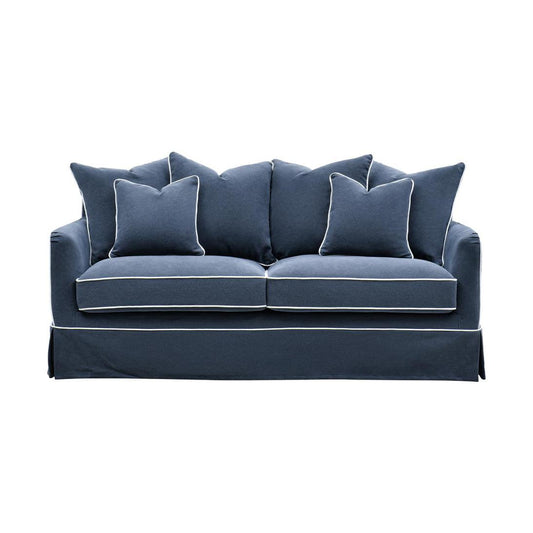 Slip Cover Only - Noosa Hamptons 2.5 Seat Sofa Navy W/White Piping