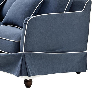 Slip Cover Only - Noosa Hamptons 2 Seat Sofa Navy W/White Piping