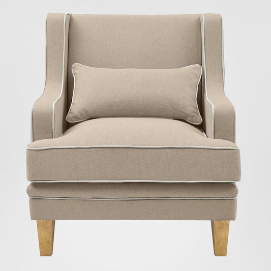 Bondi Hamptons Armchair Natural W/White Piping