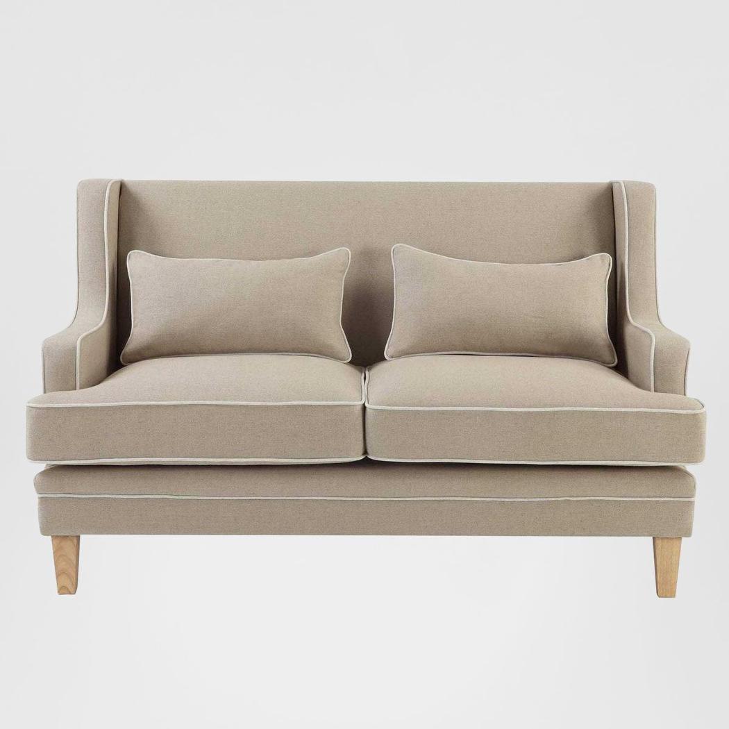 Bondi Hamptons 2 Seat Sofa Natural W/White Piping