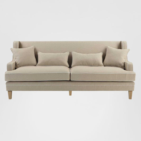 Bondi Hamptons 3 Seat Sofa Natural/White Piping