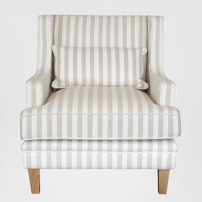 Bondi Hamptons Armchair Natural Stripe W/White Piping
