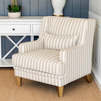 Bondi Hamptons Armchair Natural Stripe W/White Piping