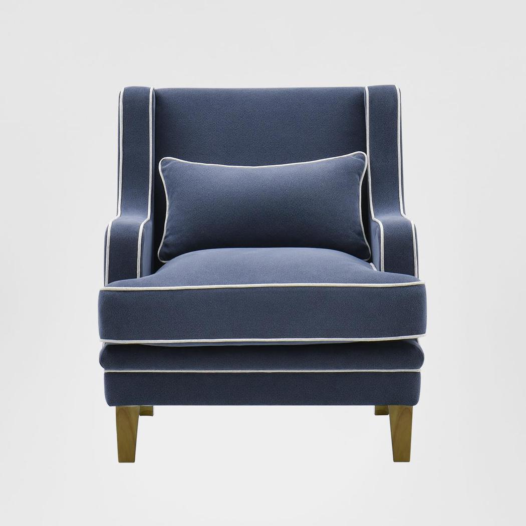 Bondi Hamptons Armchair Navy W/White Piping