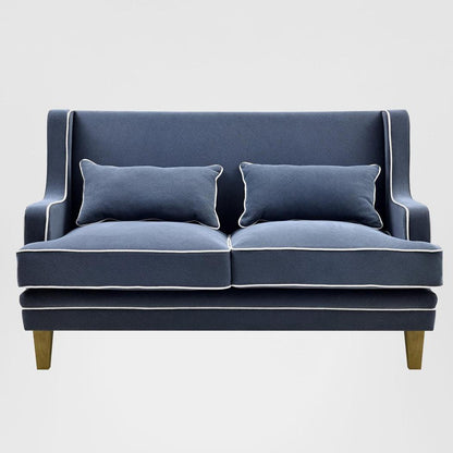 Bondi Hamptons 2 Seat Sofa Navy W/White Piping