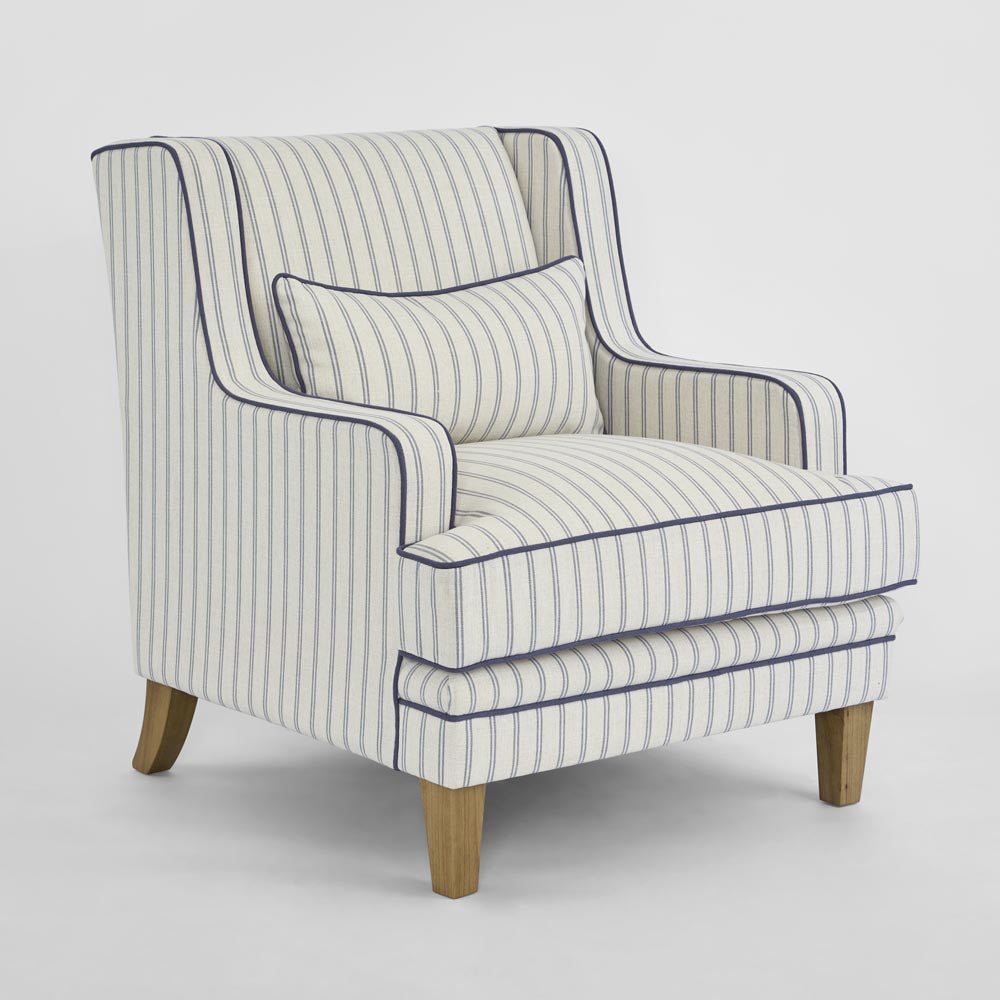 Bondi Hamptons Armchair Blue Pinstripe