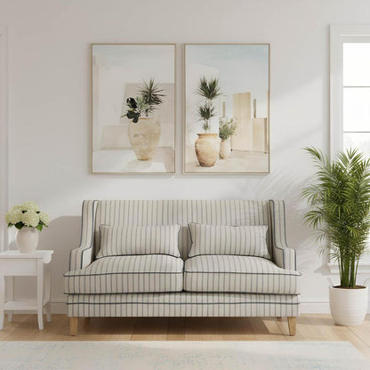 Bondi Hamptons 2 Seat Sofa Blue/White Pin Stripe