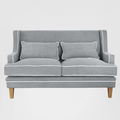 Bondi Hamptons 2 Seat Sofa Grey W/White Piping