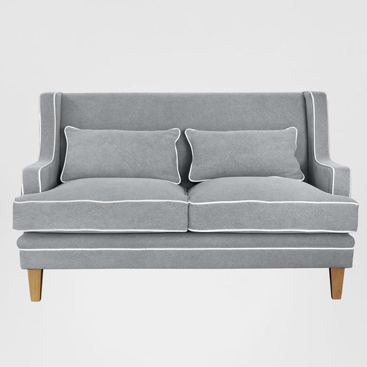 Bondi Hamptons 2 Seat Sofa Grey W/White Piping