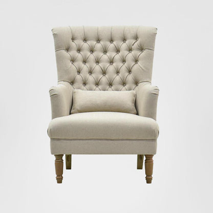 Bayside Hamptons Buttoned Armchair Natural Linen Blend