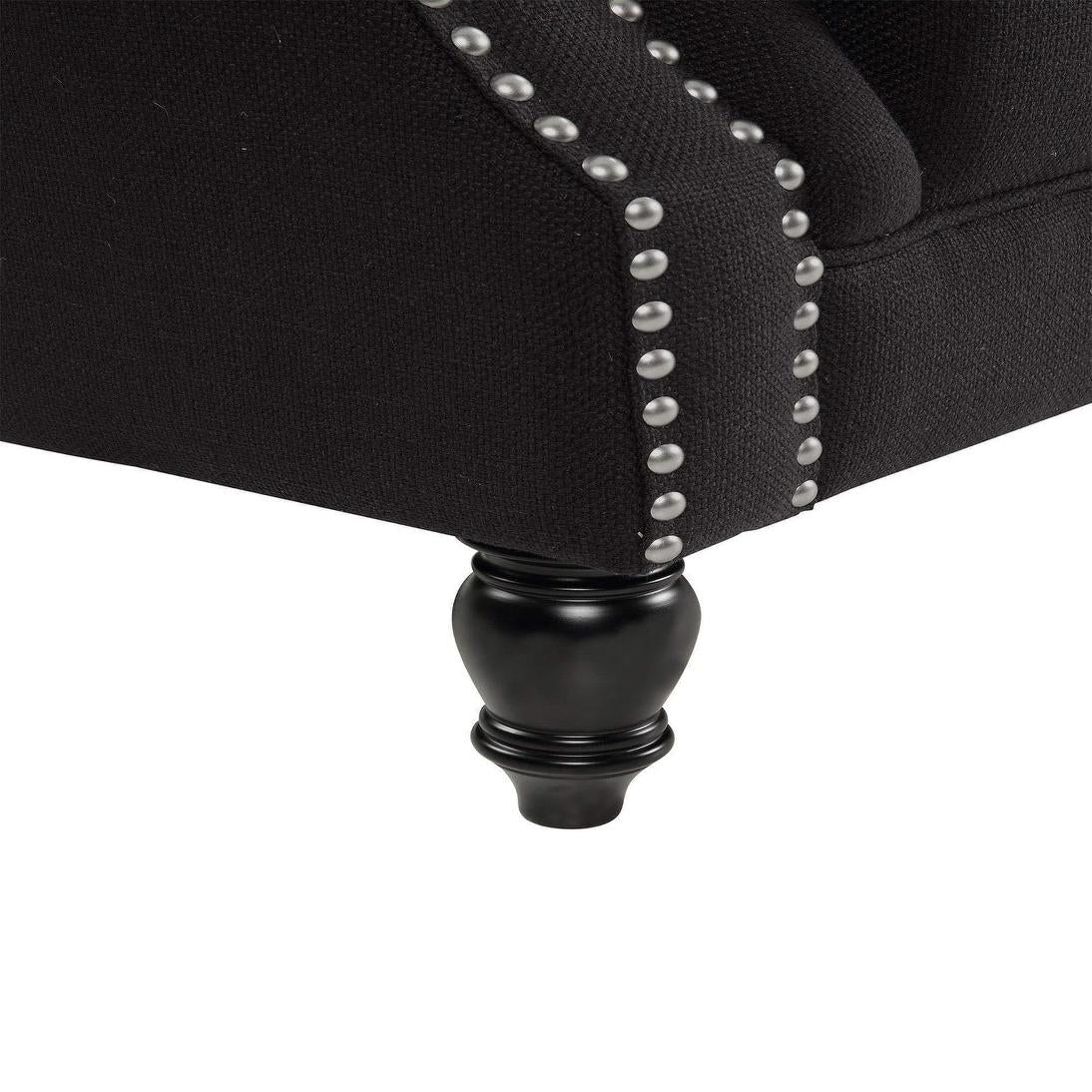 Vaucluse Buttoned 3 Seat Sofa Charcoal W/ Studs