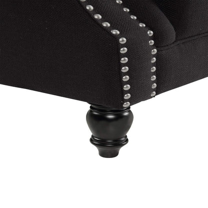 Vaucluse Buttoned 3 Seat Sofa Charcoal W/ Studs