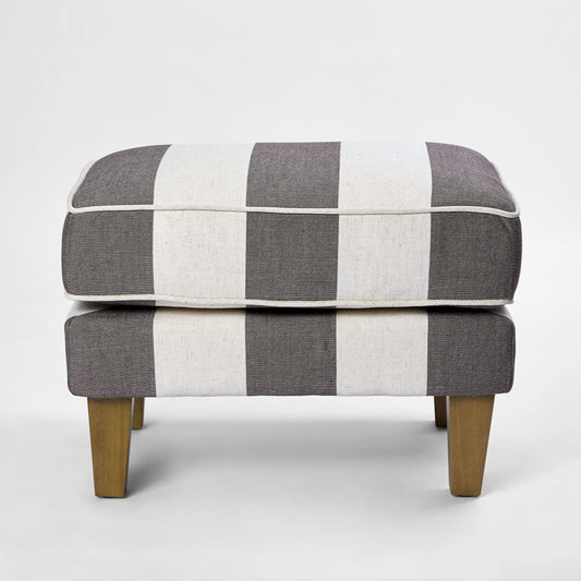 Bondi Hamptons Ottoman Grey/Cream Stripe