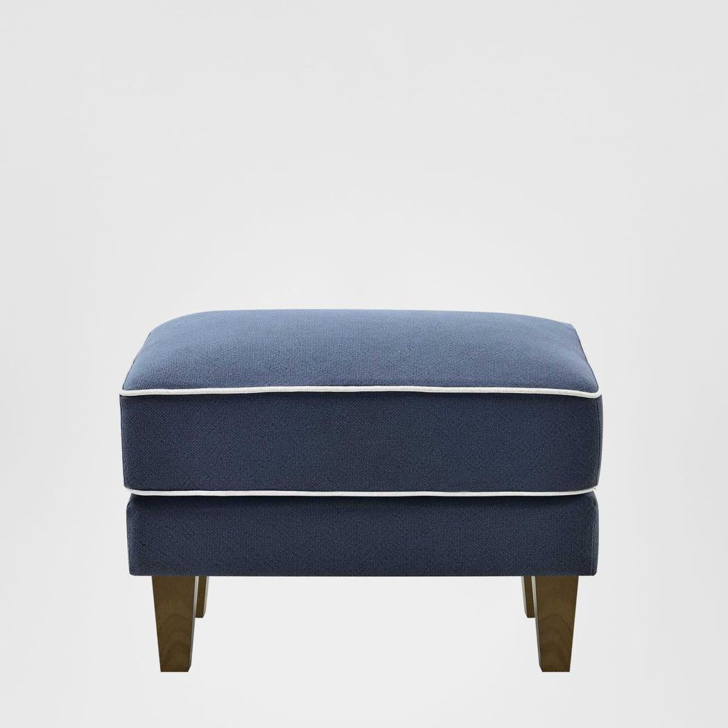 Bondi Hamptons Ottoman Navy W/White Piping