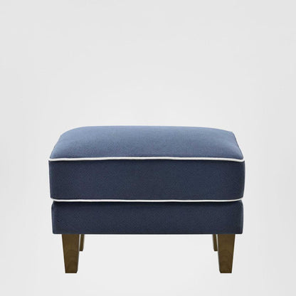 Bondi Hamptons Ottoman Navy W/White Piping