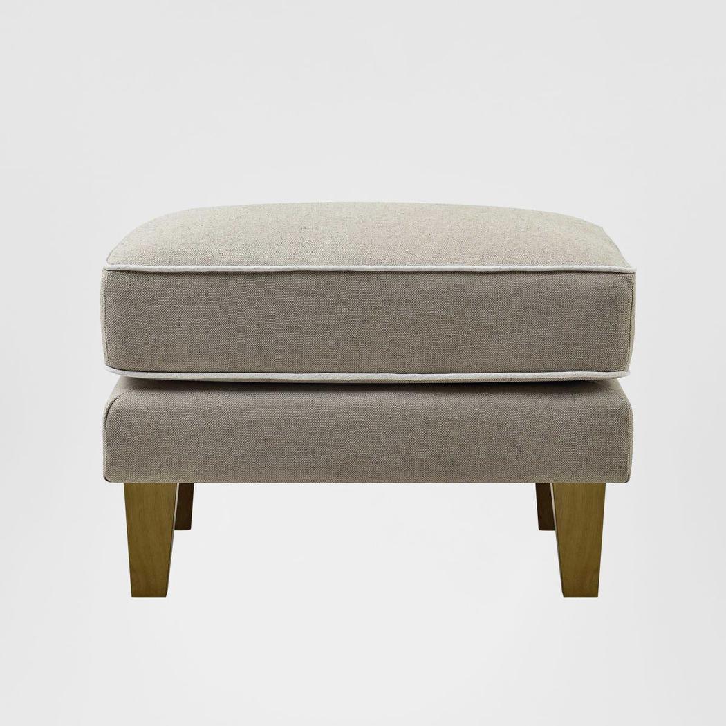 Bondi Hamptons Ottoman Natural W/White Piping