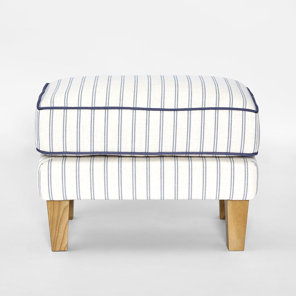 Bondi Hamptons Ottoman Blue/White Pin Stripe*