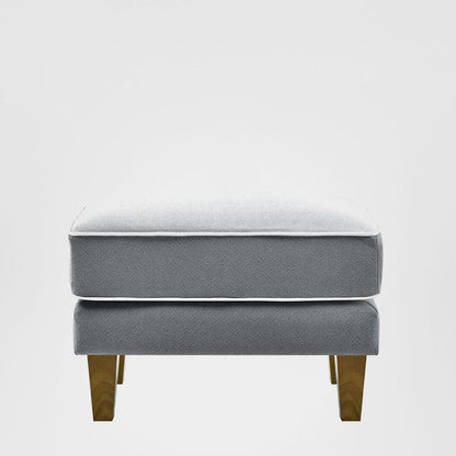 Bondi Hamptons Ottoman Grey W/White Piping