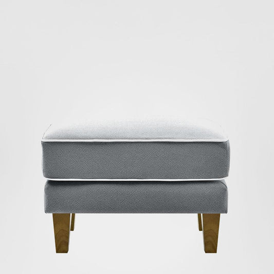 Bondi Hamptons Ottoman Grey W/White Piping