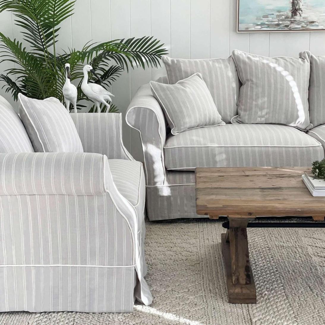 Slip Cover Only - Avalon Hamptons Armchair Cloud Stripe