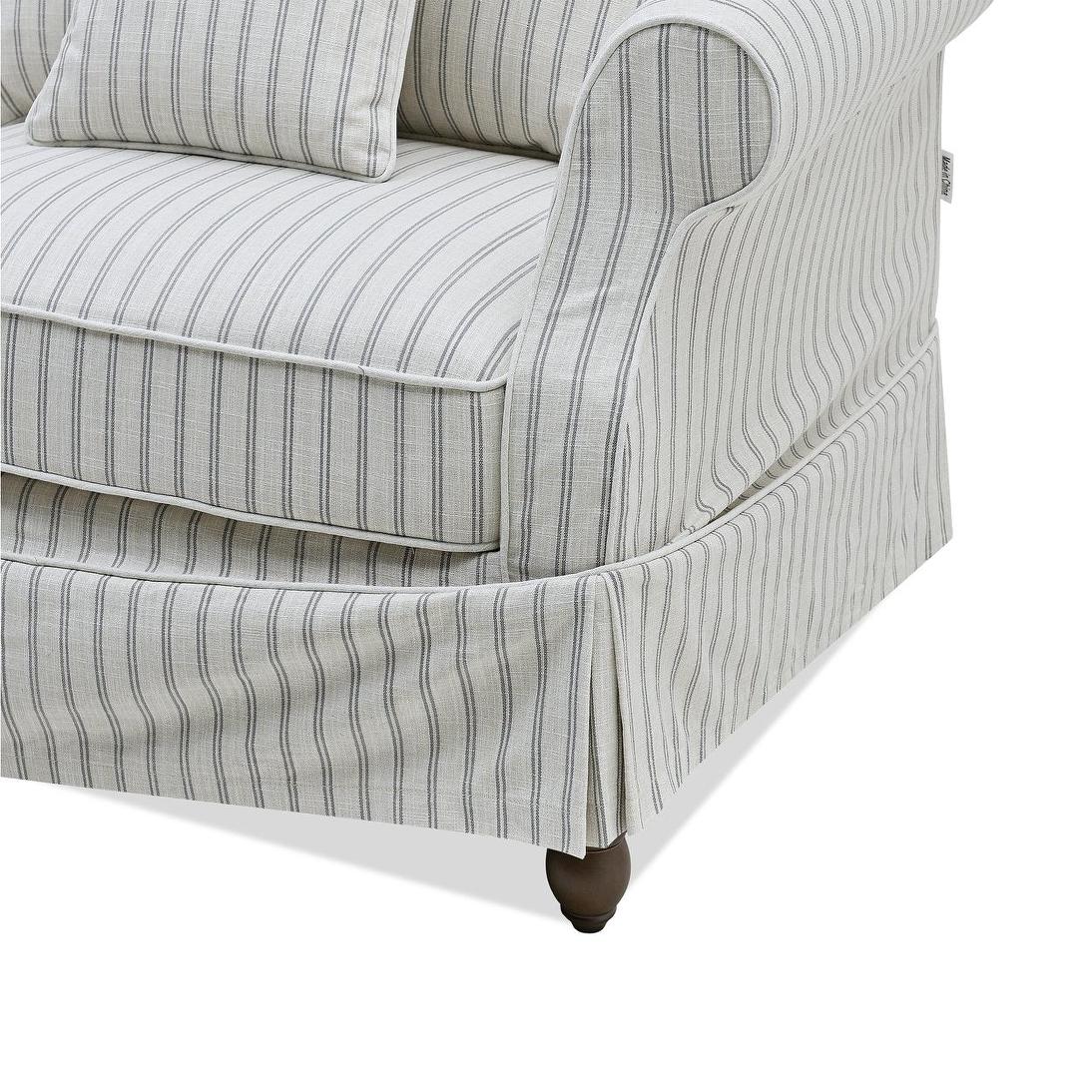 Slip Cover Only - Avalon Hamptons 3 Seat Sofa Stone Stripe