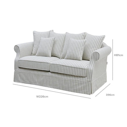 Slip Cover Only - Avalon Hamptons 3 Seat Sofa Stone Stripe