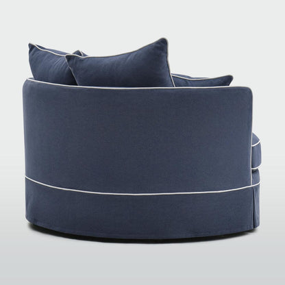 Slip Cover Only - Noosa Hamptons Snuggle Chair Navy With White Piping