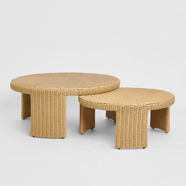 Cassius Outdoor Round Coffee Table Nest of 2 Natural