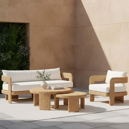 Cassius Outdoor Round Coffee Table Nest of 2 Natural