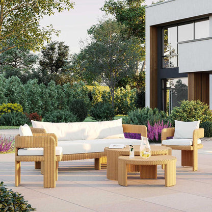 Cassius Outdoor Round Coffee Table Nest of 2 Natural