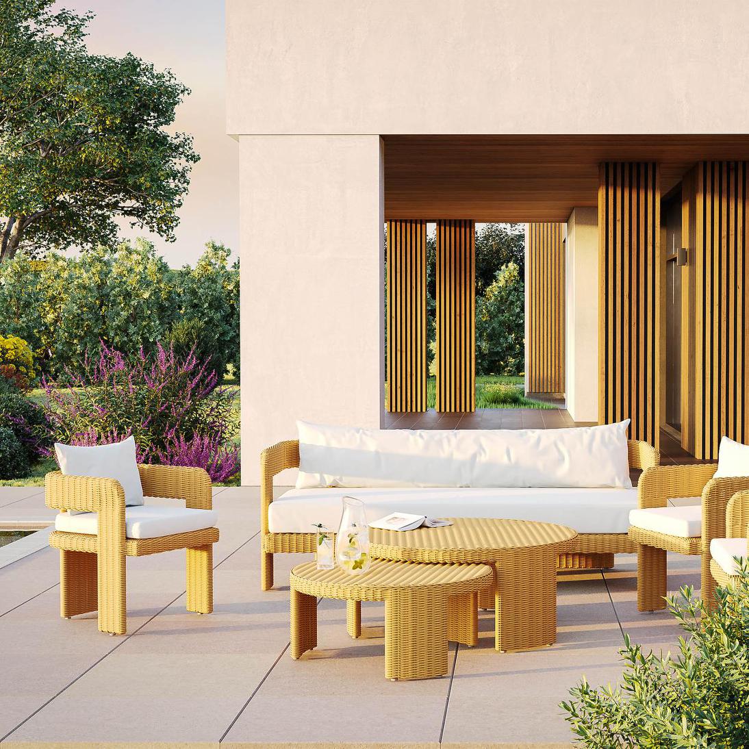 Cassius Outdoor Round Coffee Table Nest of 2 Natural