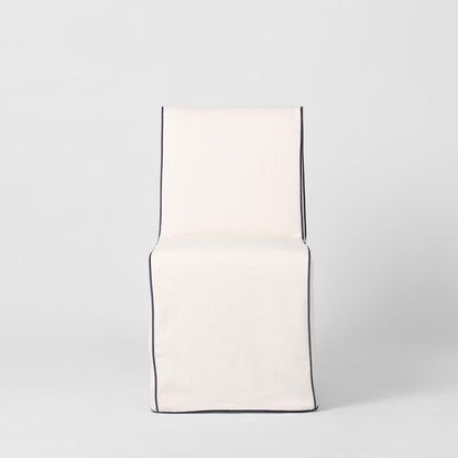 Slip Cover Only - Clifton Dining Chair Ivory W/ Navy Piping