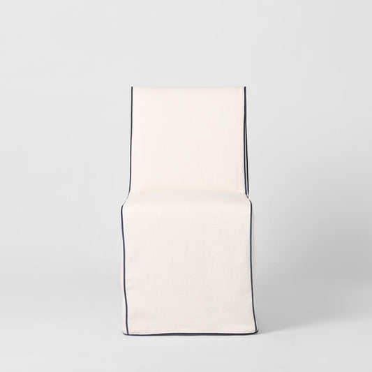 Slip Cover Only - Clifton Dining Chair Ivory W/ Navy Piping