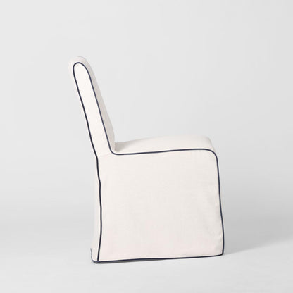 Slip Cover Only - Clifton Dining Chair Ivory W/ Navy Piping