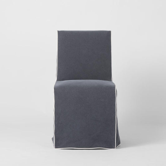 Slip Cover Only - Clifton Dining Chair Navy W/ White Piping