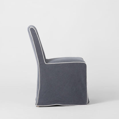 Slip Cover Only - Clifton Dining Chair Navy W/ White Piping