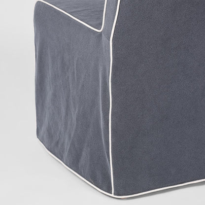 Slip Cover Only - Clifton Dining Chair Navy W/ White Piping