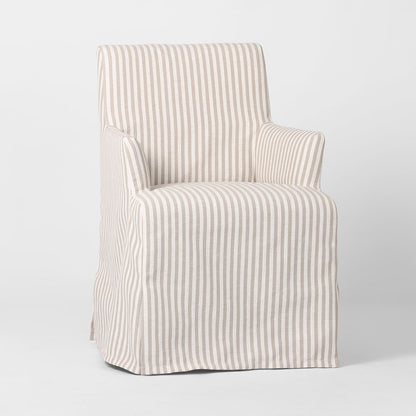 Slip Cover Only - Clifton Dining Chair W/Arms Beige Stripe