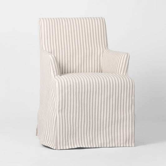 Slip Cover Only - Clifton Dining Chair W/Arms Beige Stripe