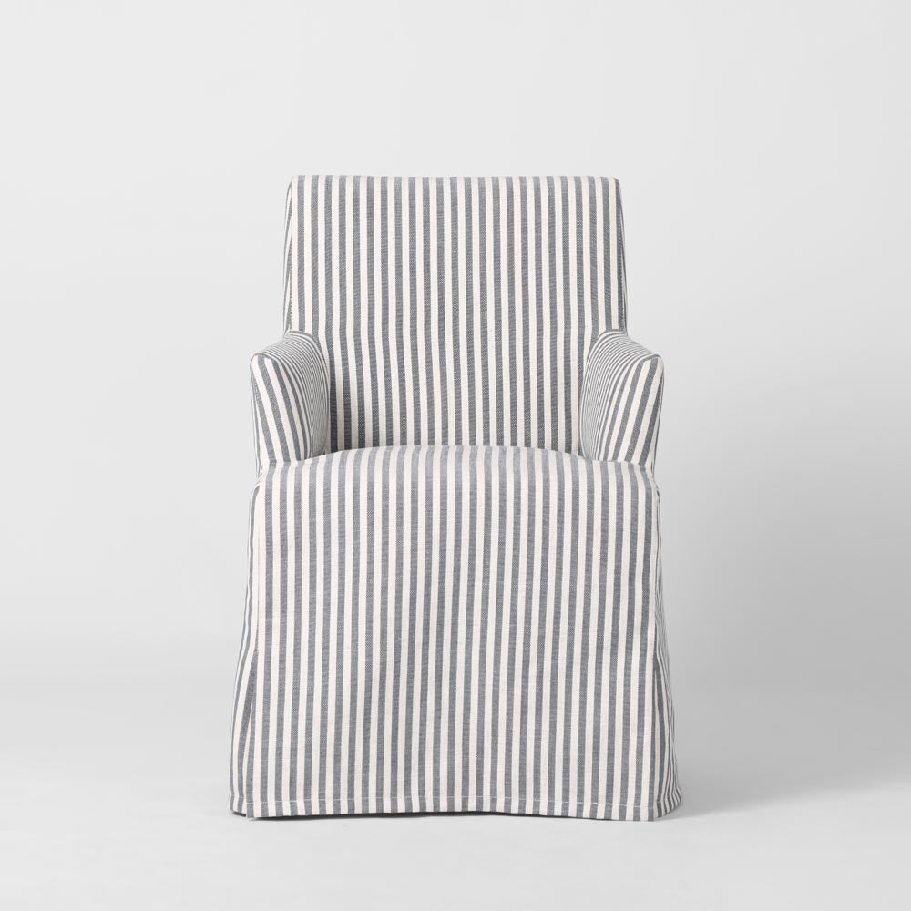 Slip Cover Only - Clifton Dining Chair W/Arms Blue Stripe