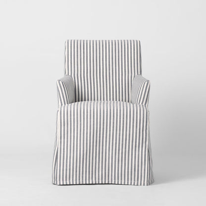 Slip Cover Only - Clifton Dining Chair W/Arms Blue Stripe