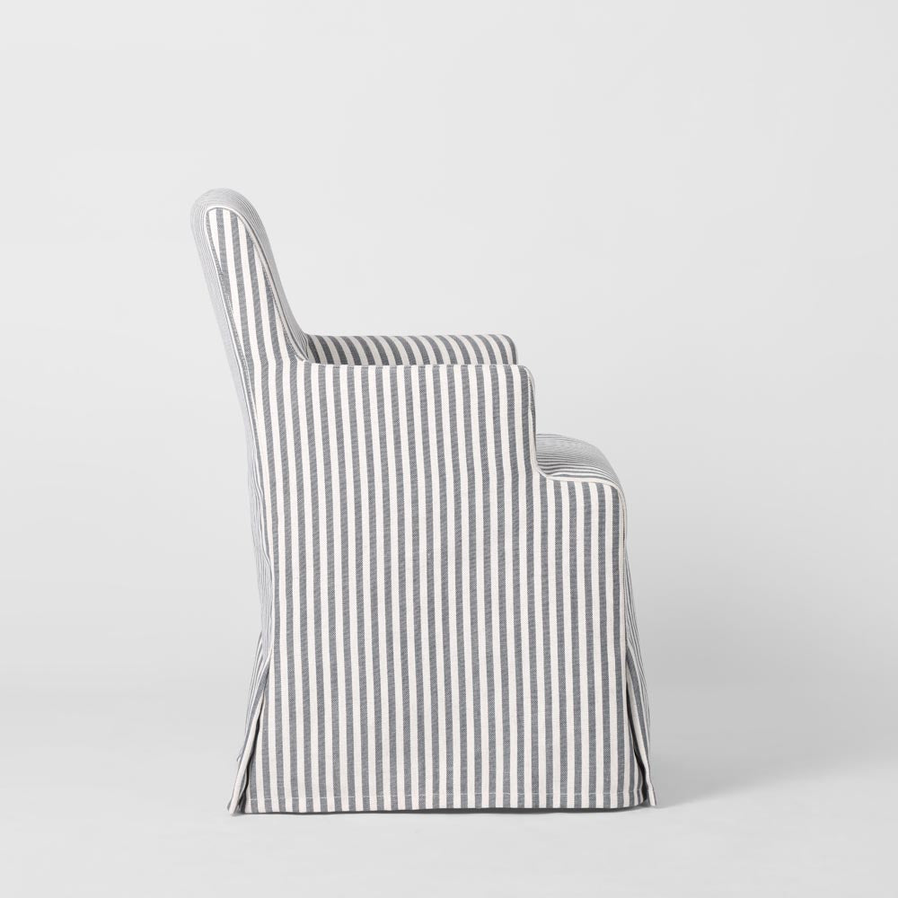 Slip Cover Only - Clifton Dining Chair W/Arms Blue Stripe