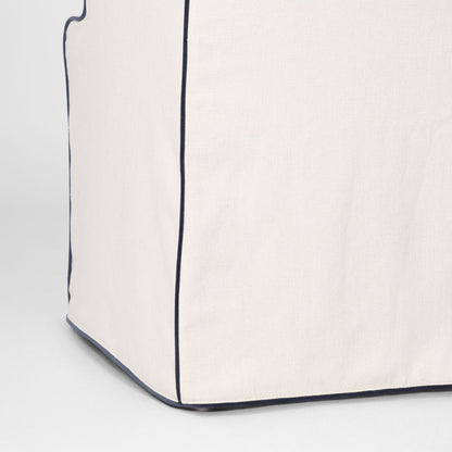 Slip Cover Only - Clifton Dining Chair W/Arms Ivory With Navy Piping