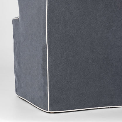 Slip Cover Only - Clifton Dining Chair W/Arms Navy With Ivory Piping
