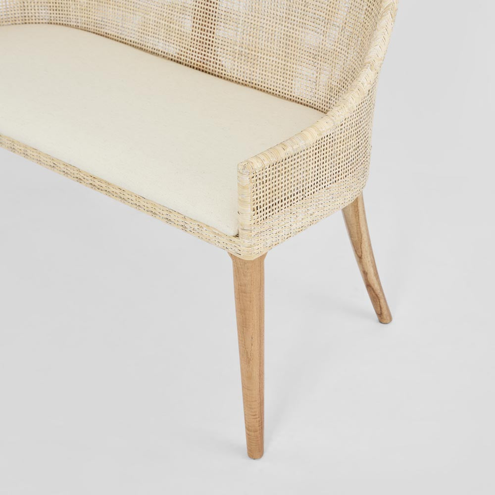 Charlotte Rattan Bench Seat Natural Whitewash